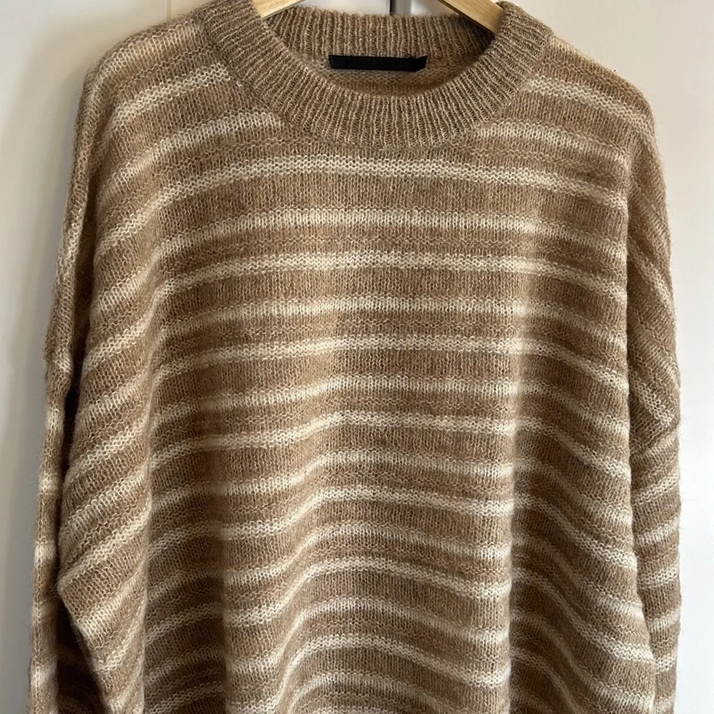 NEW Jenni Kayne Cocoon Crew Neck Sweater in Sand  Stripe Beige | size XL - Picture 8 of 10
